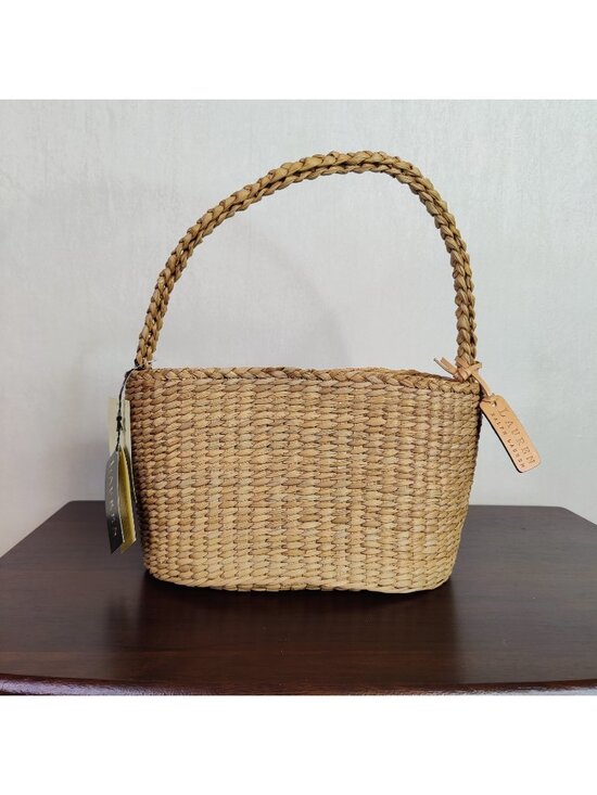 Lauren Ralph Lauren Handbags - Ralph Lauren Straw Tote Bag Beige Leather Handle Basket Perfect SUMMER